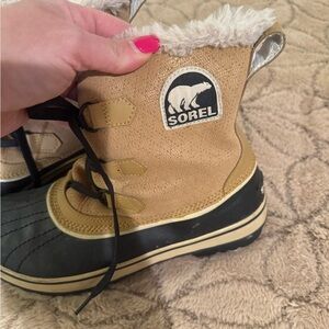 Sorel Beige and Black Snow Boots